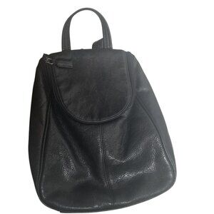 Tignanello Medium Women's Y2K Hippie Black Pebble Leather Backpack Purse